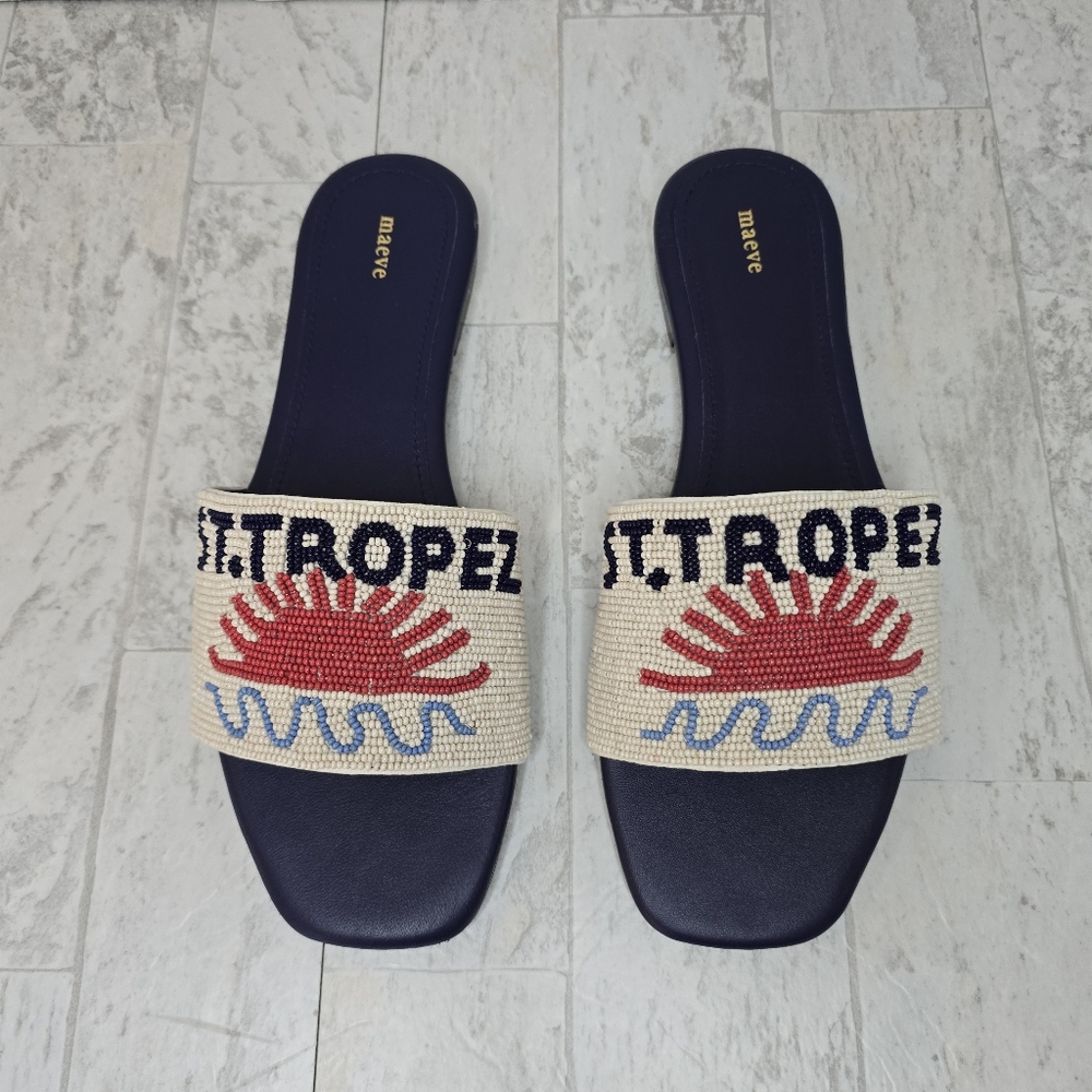 Maeve For Anthropologie The Fiona Beaded Slide Sandal - St. Tropez - Picture 7 of 10